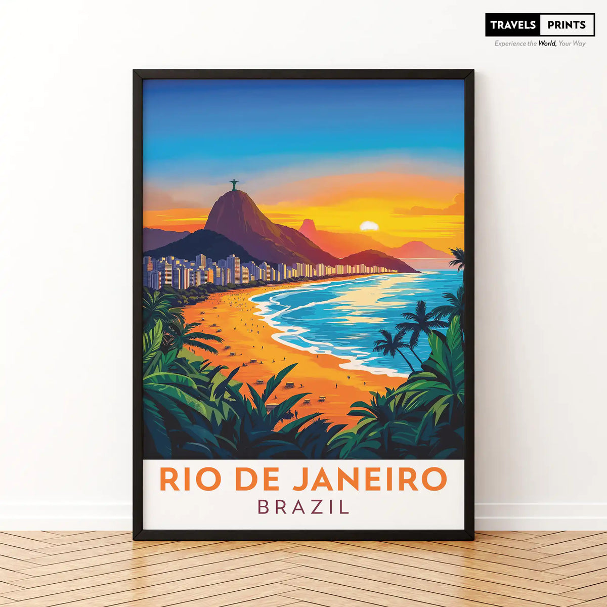 Rio de Janeiro Travel Poster - Iconic Landmarks and Vibrant Cityscape Wall Art