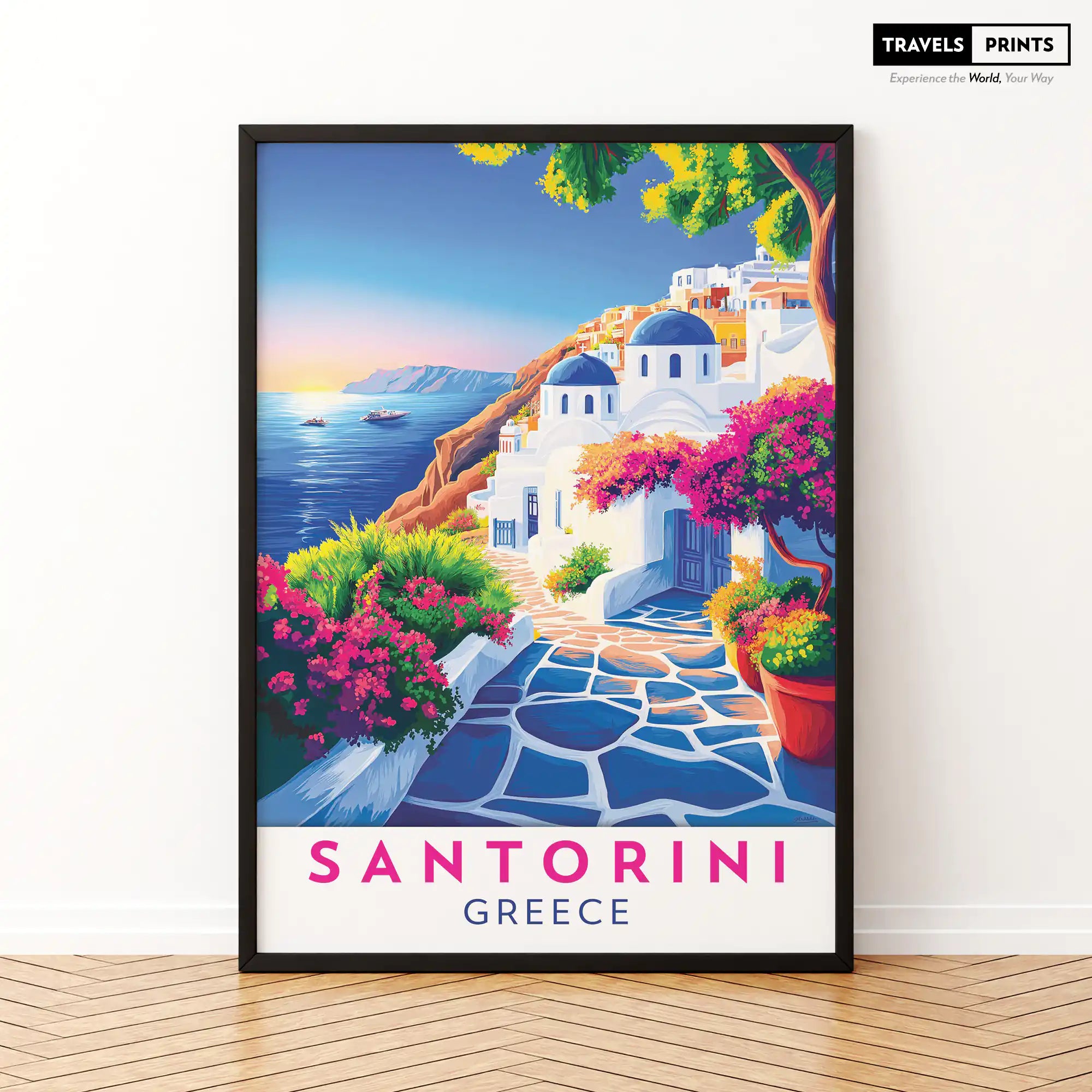 Santorini, Greece Travel Poster - Iconic Views and Mediterranean Charm Wall Art