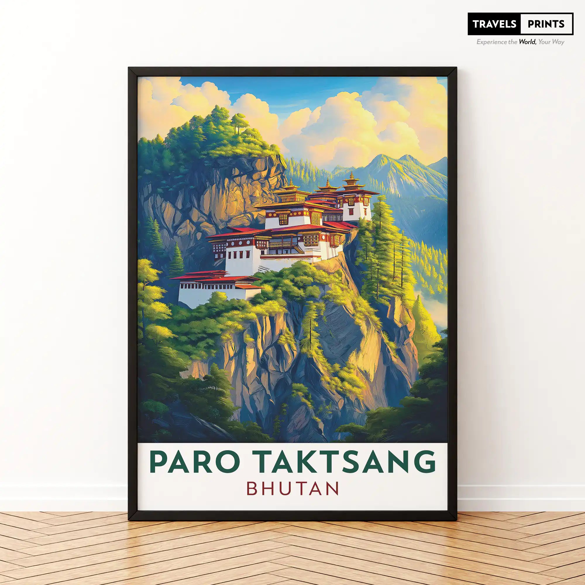 Paro Taktsang Travel Poster - Majestic Himalayan Monastery Wall Art