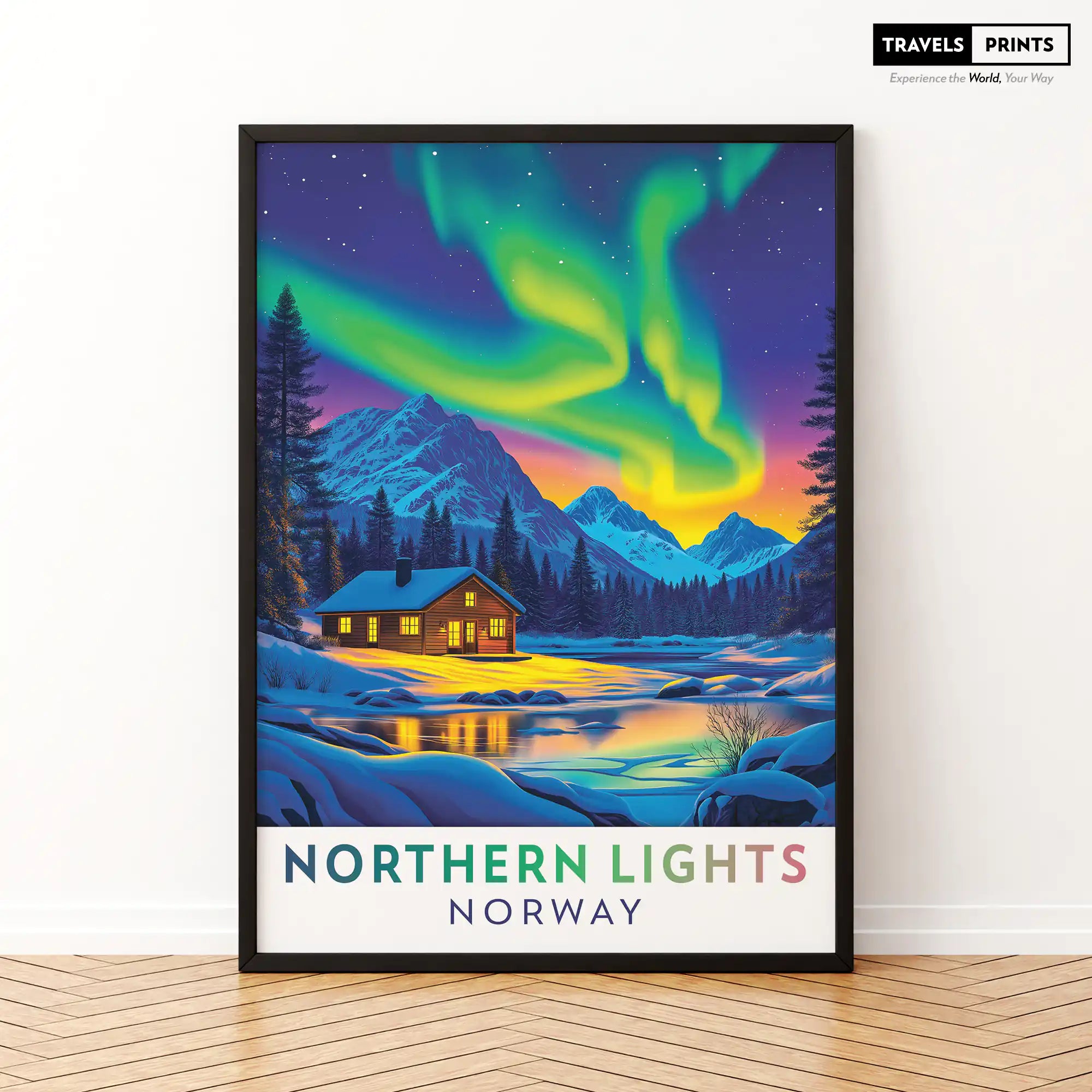 Northern Lights - Norway Travel Poster - Magical Aurora Borealis Wall Art