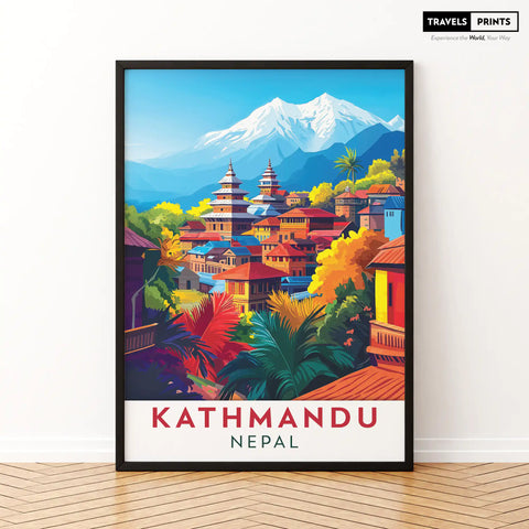 Kathmandu Travel Poster - Himalayan Charm and Nepali Heritage Wall Art