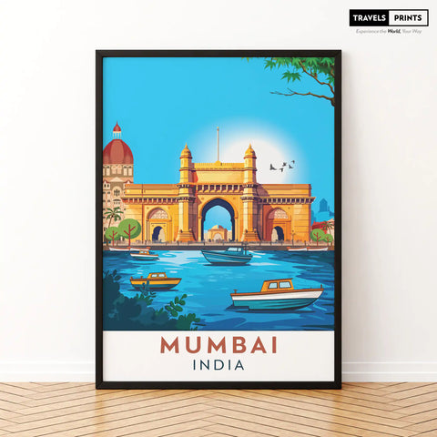 Mumbai Travel Poster - Iconic Landmarks and Urban Energy Wall Art