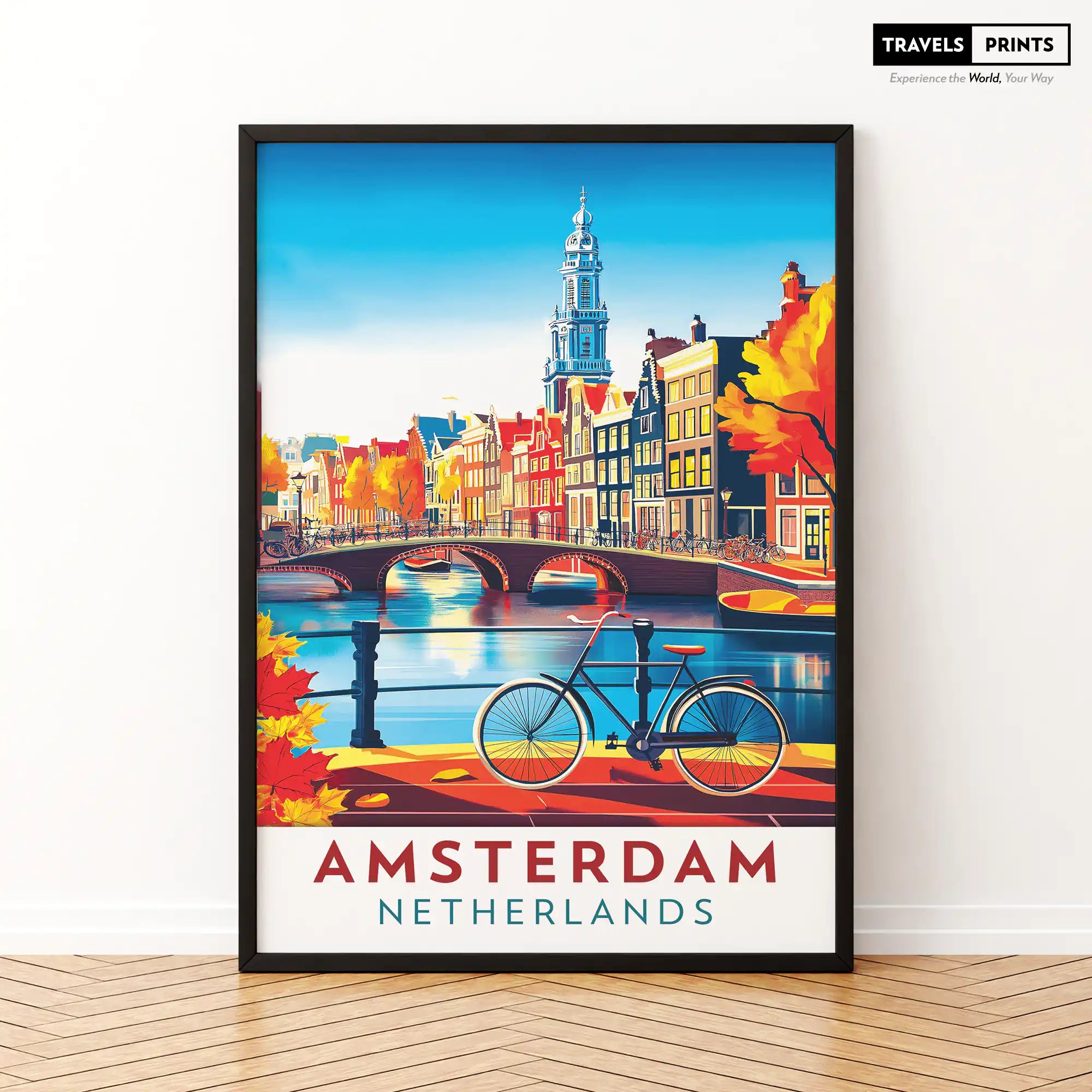 Amsterdam Travel Poster - Iconic Dutch Charm Wall Art