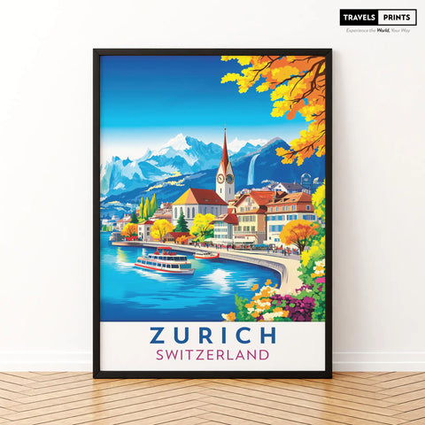 Zurich, Switzerland Travel Poster - Stunning Swiss Cityscape and Scenic Views Wall Art