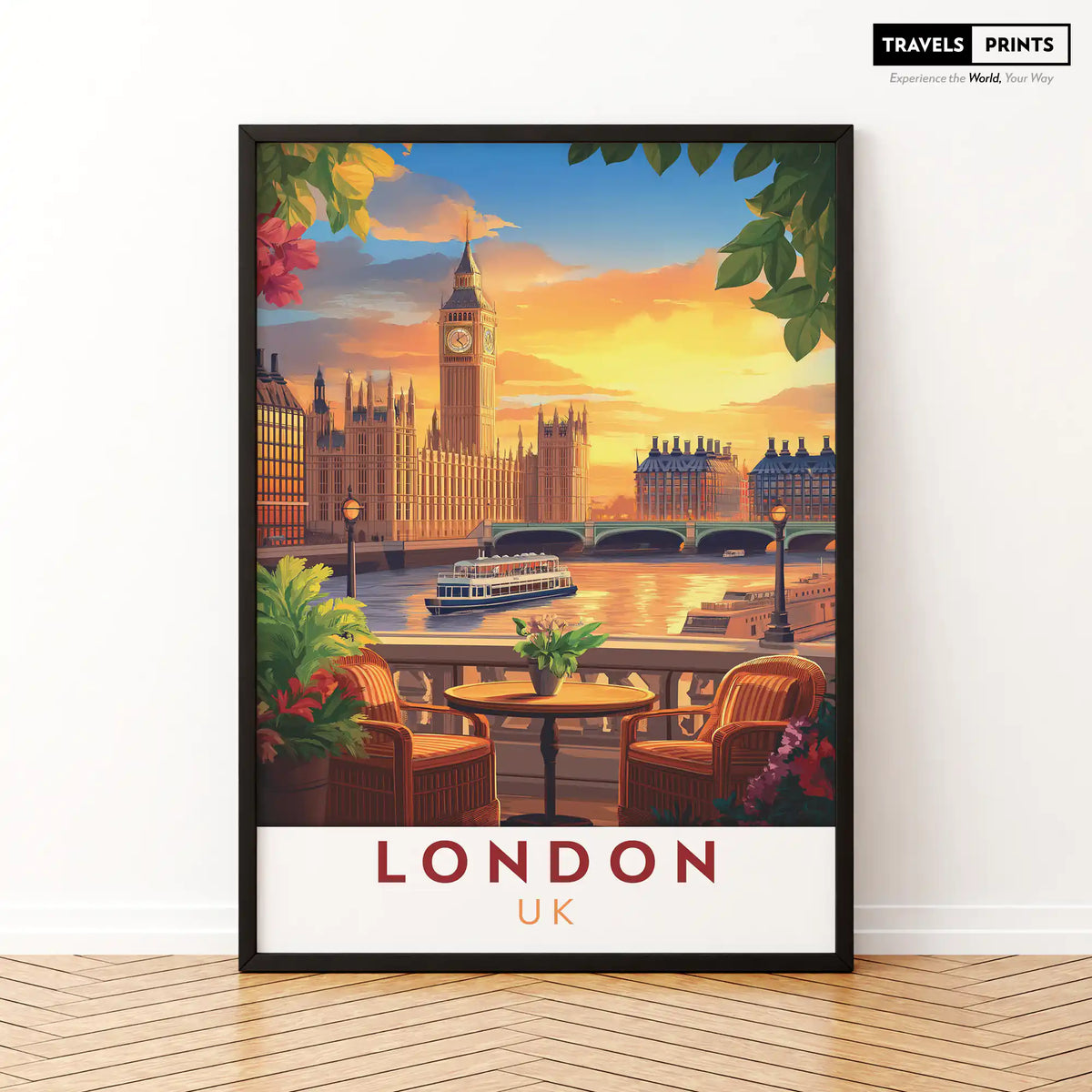 London Travel Poster - Iconic Landmarks and Timeless Elegance Wall Art