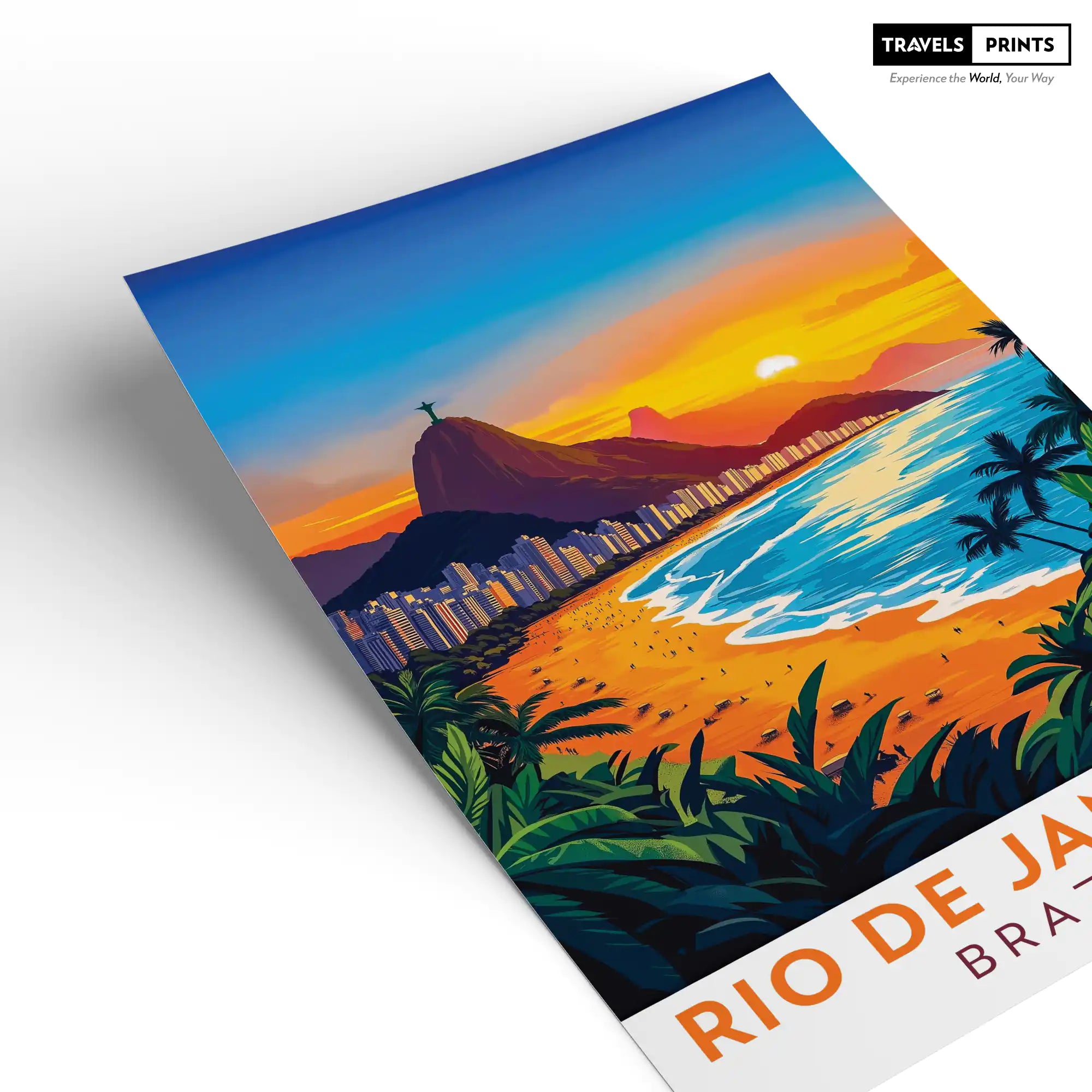 Rio de Janeiro Travel Poster - Iconic Landmarks and Vibrant Cityscape Wall Art