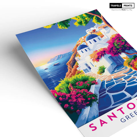 Santorini, Greece Travel Poster - Iconic Views and Mediterranean Charm Wall Art