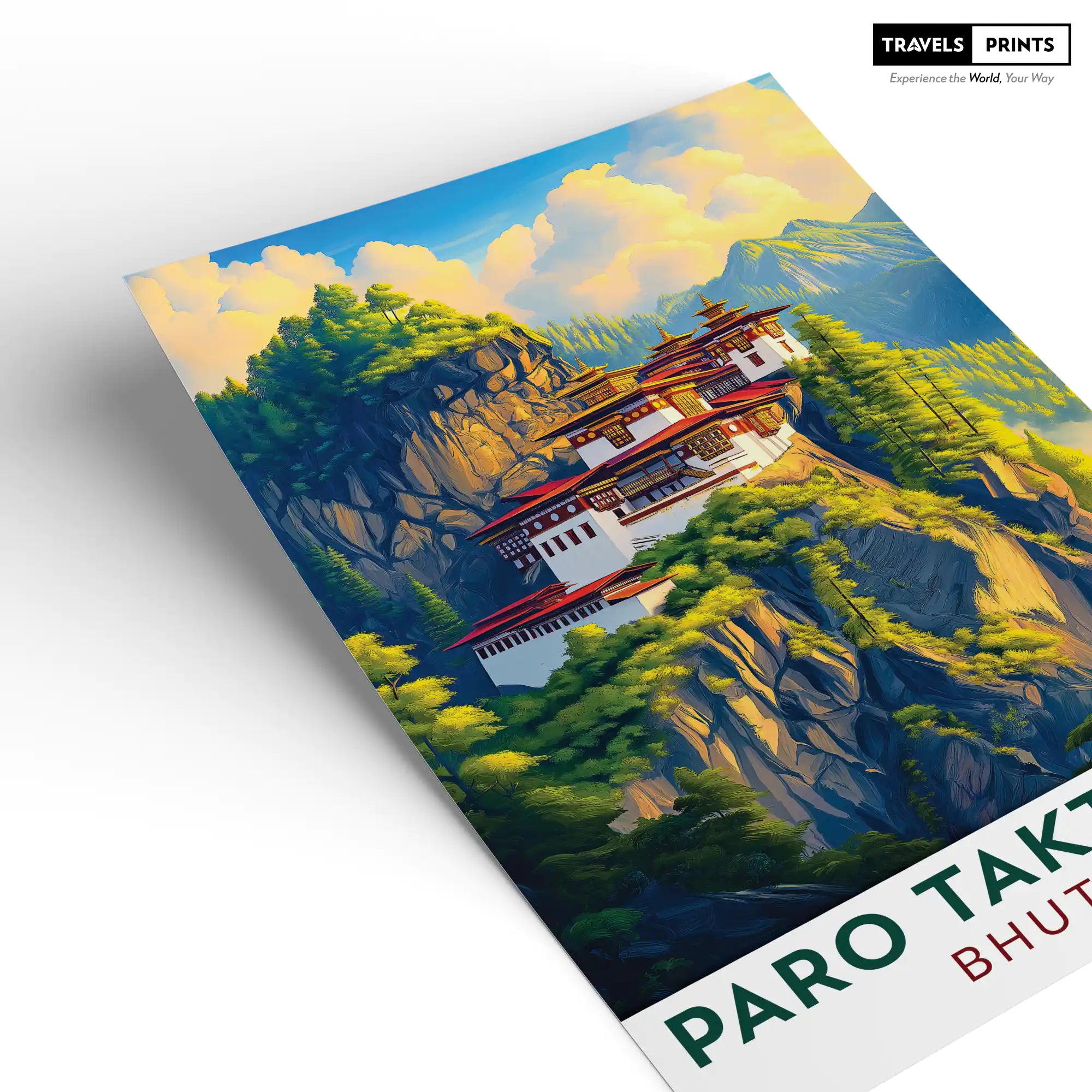 Paro Taktsang Travel Poster - Majestic Himalayan Monastery Wall Art