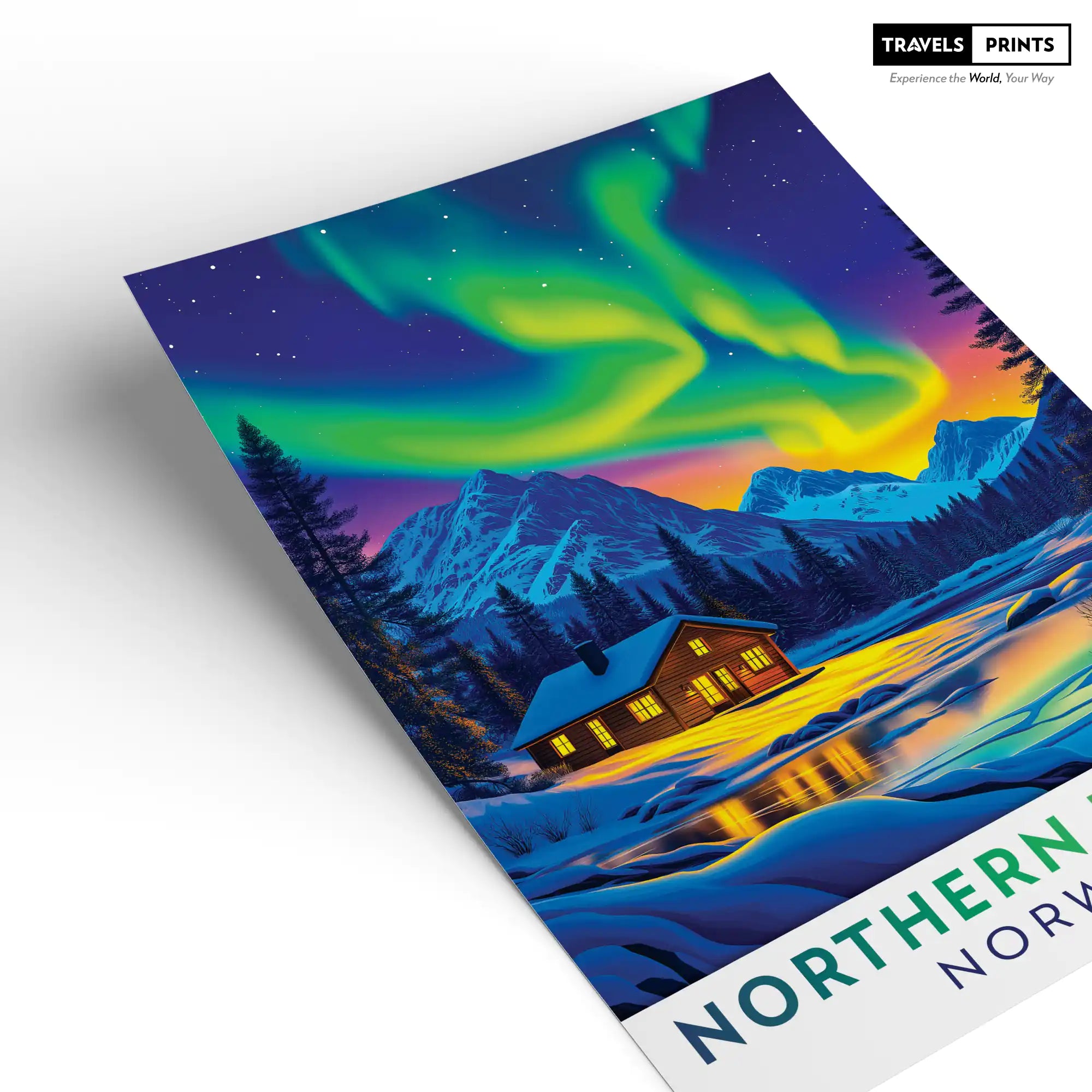 Northern Lights - Norway Travel Poster - Magical Aurora Borealis Wall Art