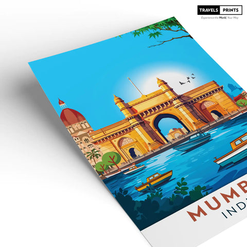 Mumbai Travel Poster - Iconic Landmarks and Urban Energy Wall Art