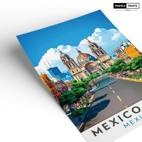 Mexico Travel Poster - Vibrant Culture and Iconic Landmarks Wall Art