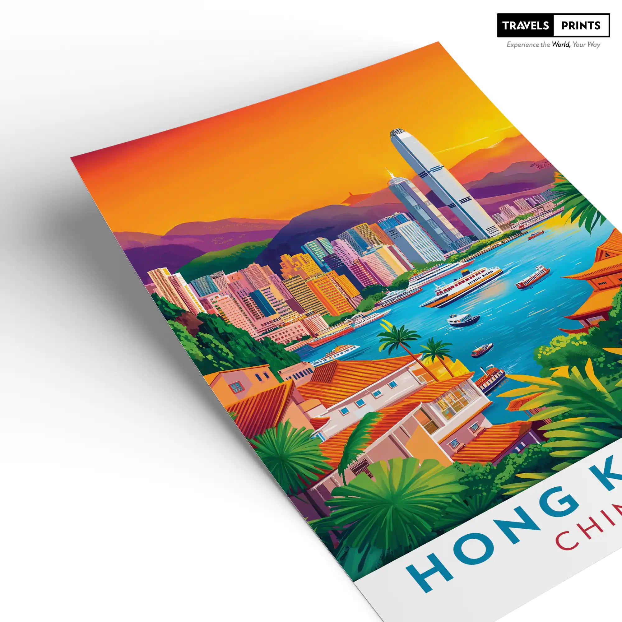 Hong Kong Travel Poster - Urban Skyline and Vibrant City Life Wall Art