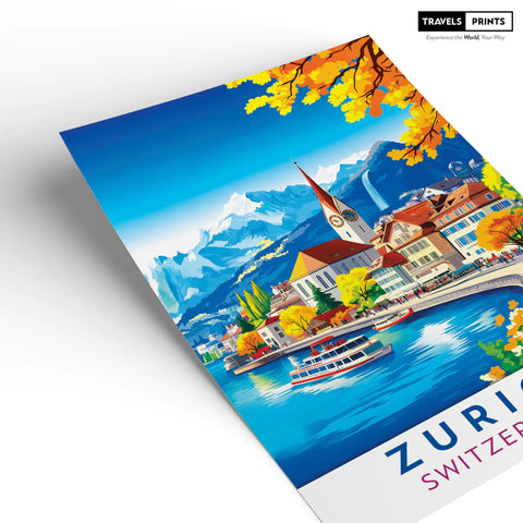 Zurich, Switzerland Travel Poster - Stunning Swiss Cityscape and Scenic Views Wall Art