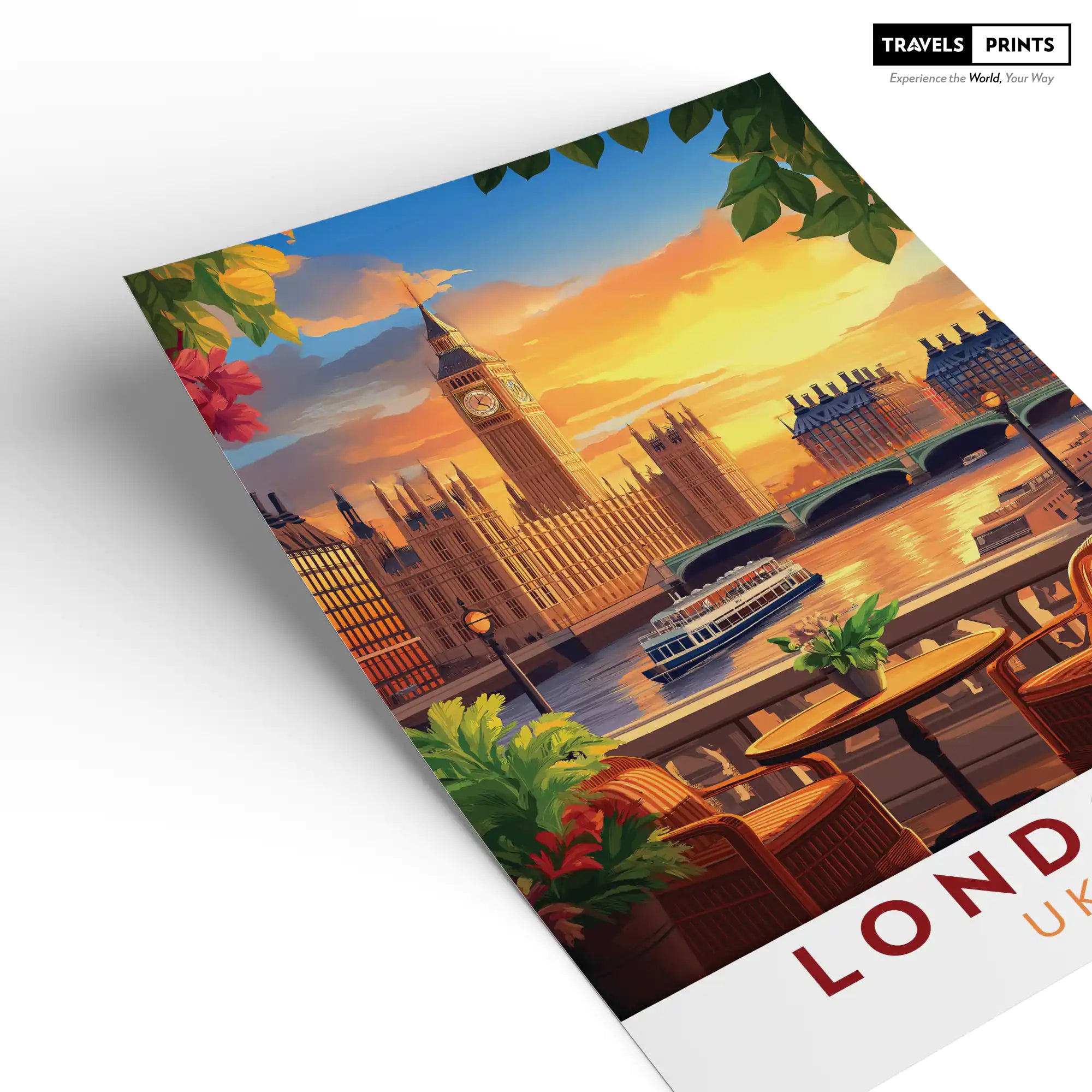 London Travel Poster - Iconic Landmarks and Timeless Elegance Wall Art