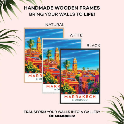 Marrakech Travel Poster - Vibrant Souks and Desert Oasis Wall Art