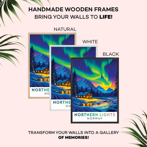 Northern Lights - Norway Travel Poster - Magical Aurora Borealis Wall Art