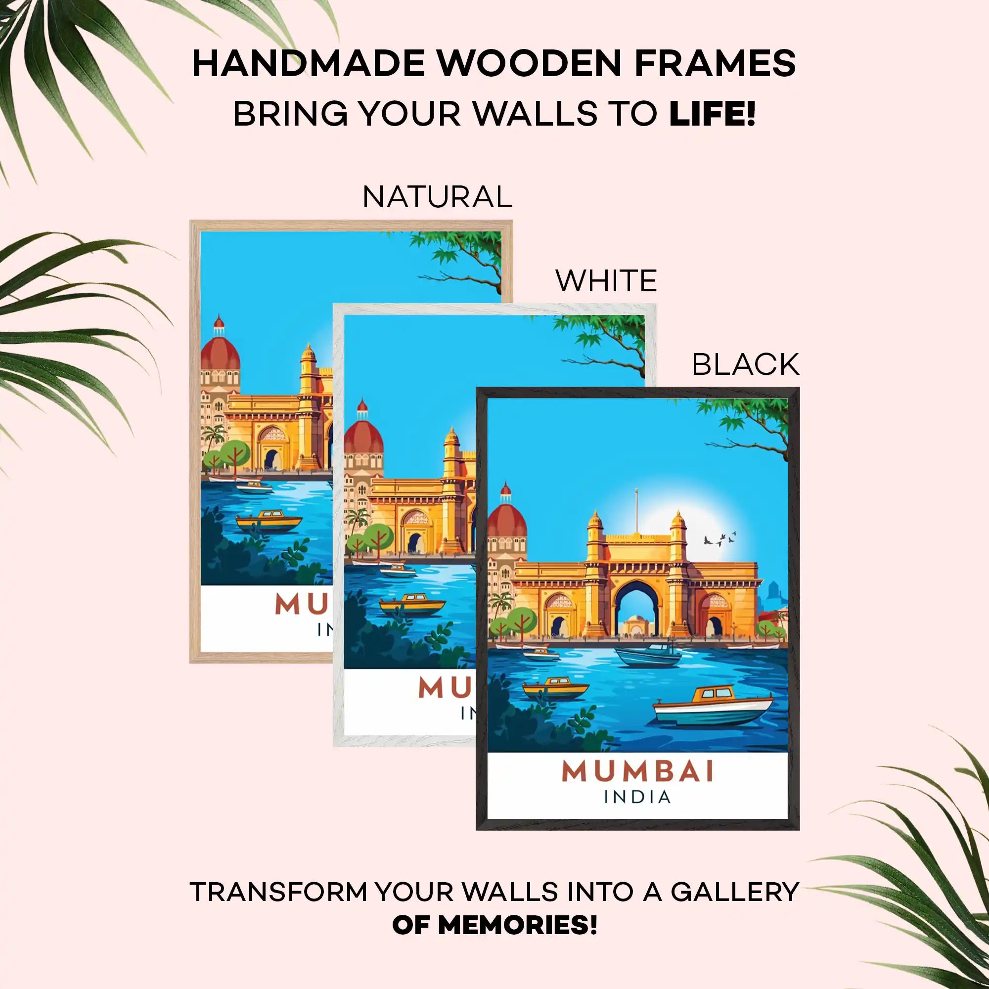 Mumbai Travel Poster - Iconic Landmarks and Urban Energy Wall Art