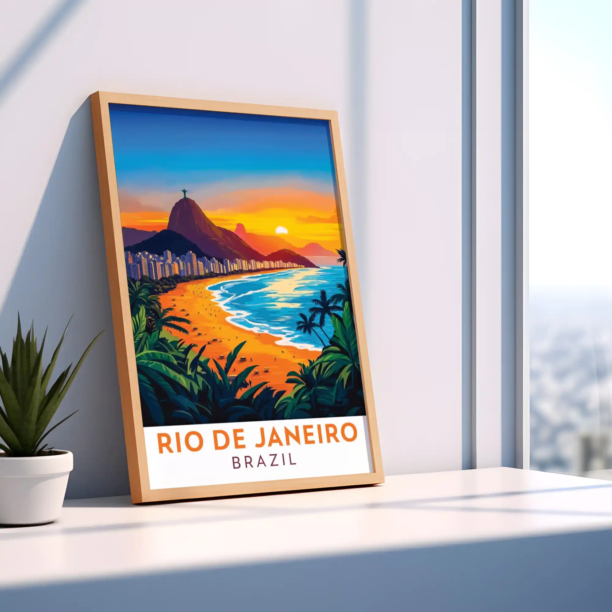 Rio de Janeiro Travel Poster - Iconic Landmarks and Vibrant Cityscape Wall Art