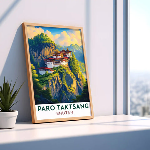 Paro Taktsang Travel Poster - Majestic Himalayan Monastery Wall Art