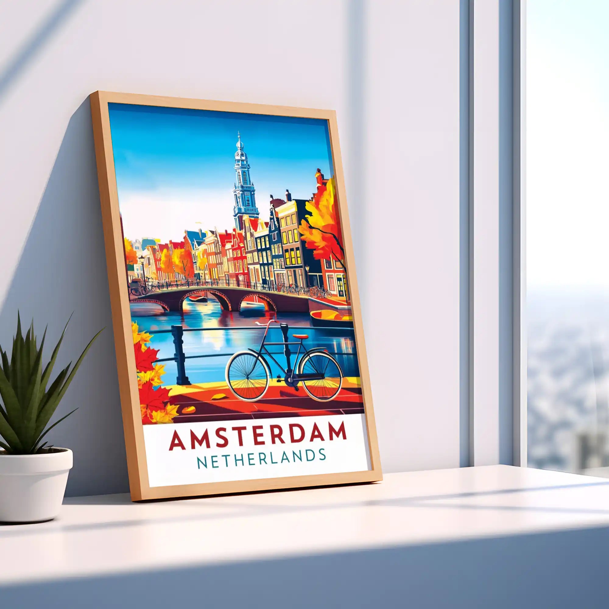 Amsterdam Travel Poster - Iconic Dutch Charm Wall Art