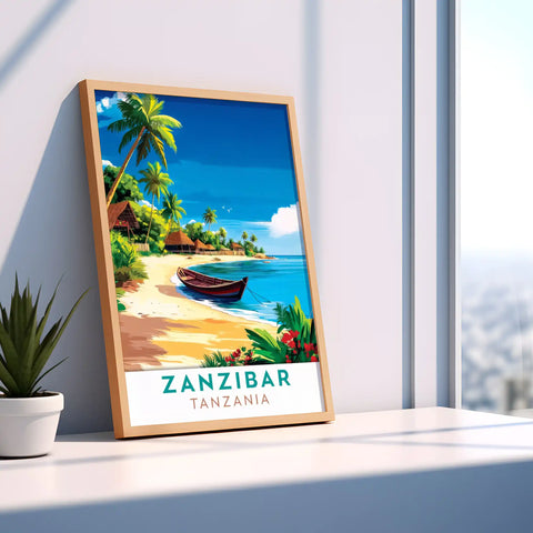 Zanzibar, Tanzania Travel Poster - Exotic Beaches and Historic Landmarks Wall Art