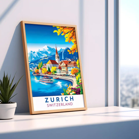 Zurich, Switzerland Travel Poster - Stunning Swiss Cityscape and Scenic Views Wall Art