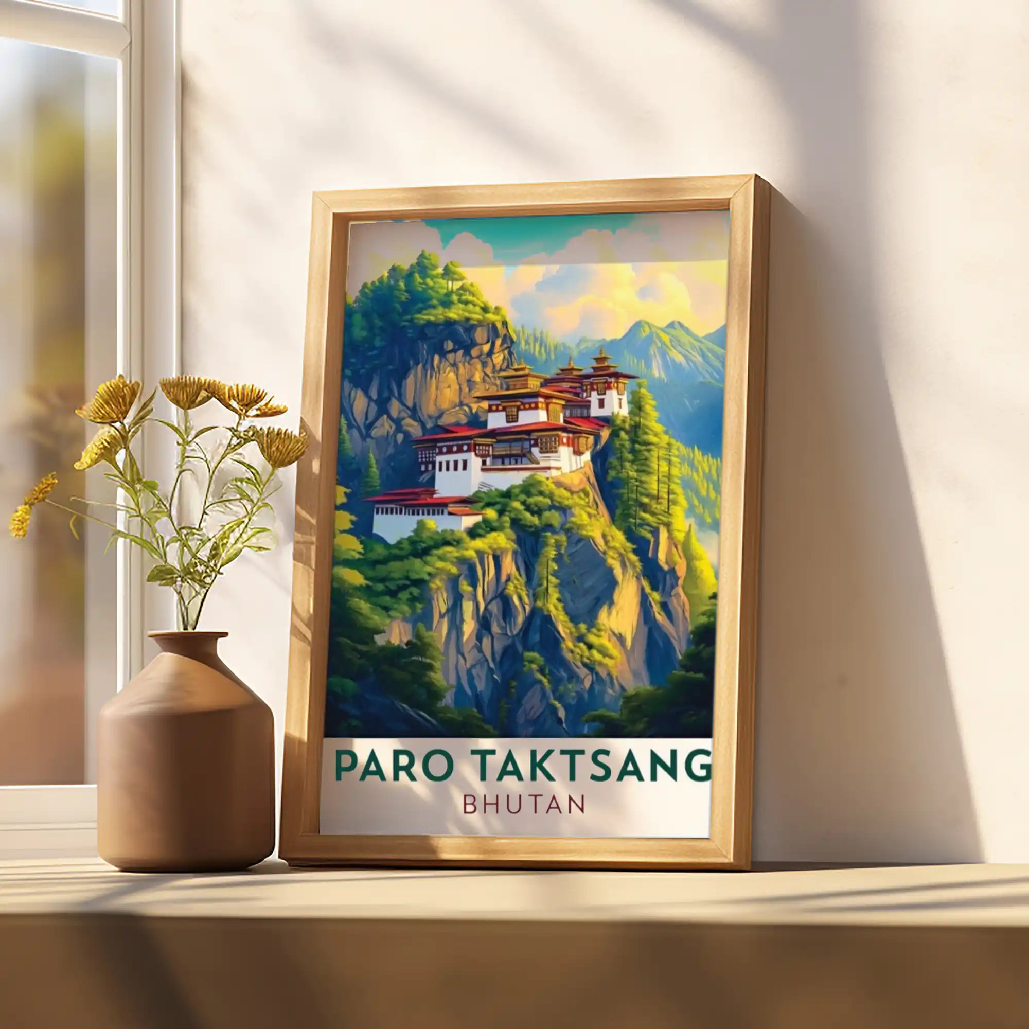 Paro Taktsang Travel Poster - Majestic Himalayan Monastery Wall Art