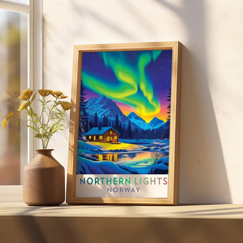 Northern Lights - Norway Travel Poster - Magical Aurora Borealis Wall Art