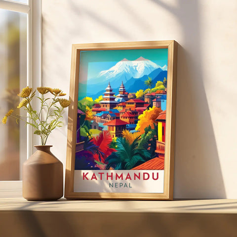 Kathmandu Travel Poster - Himalayan Charm and Nepali Heritage Wall Art