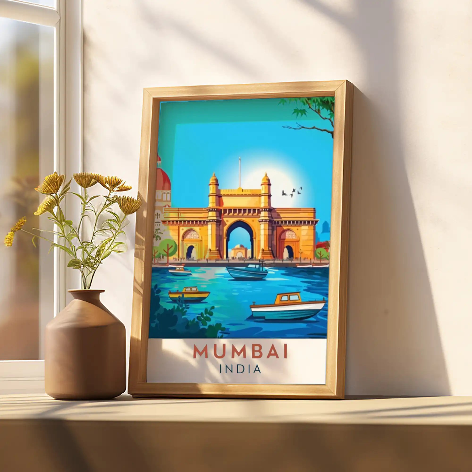 Mumbai Travel Poster - Iconic Landmarks and Urban Energy Wall Art