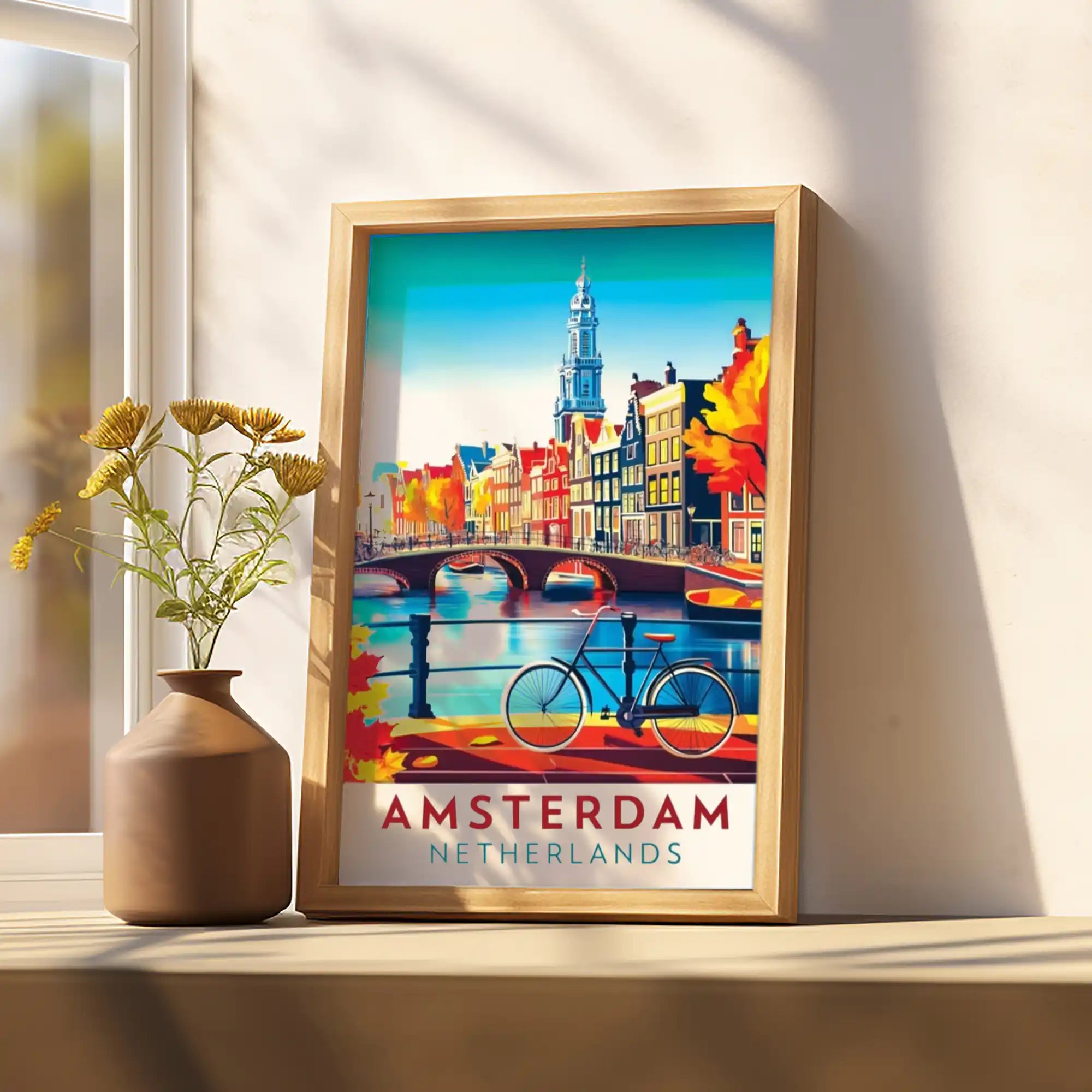 Amsterdam Travel Poster - Iconic Dutch Charm Wall Art