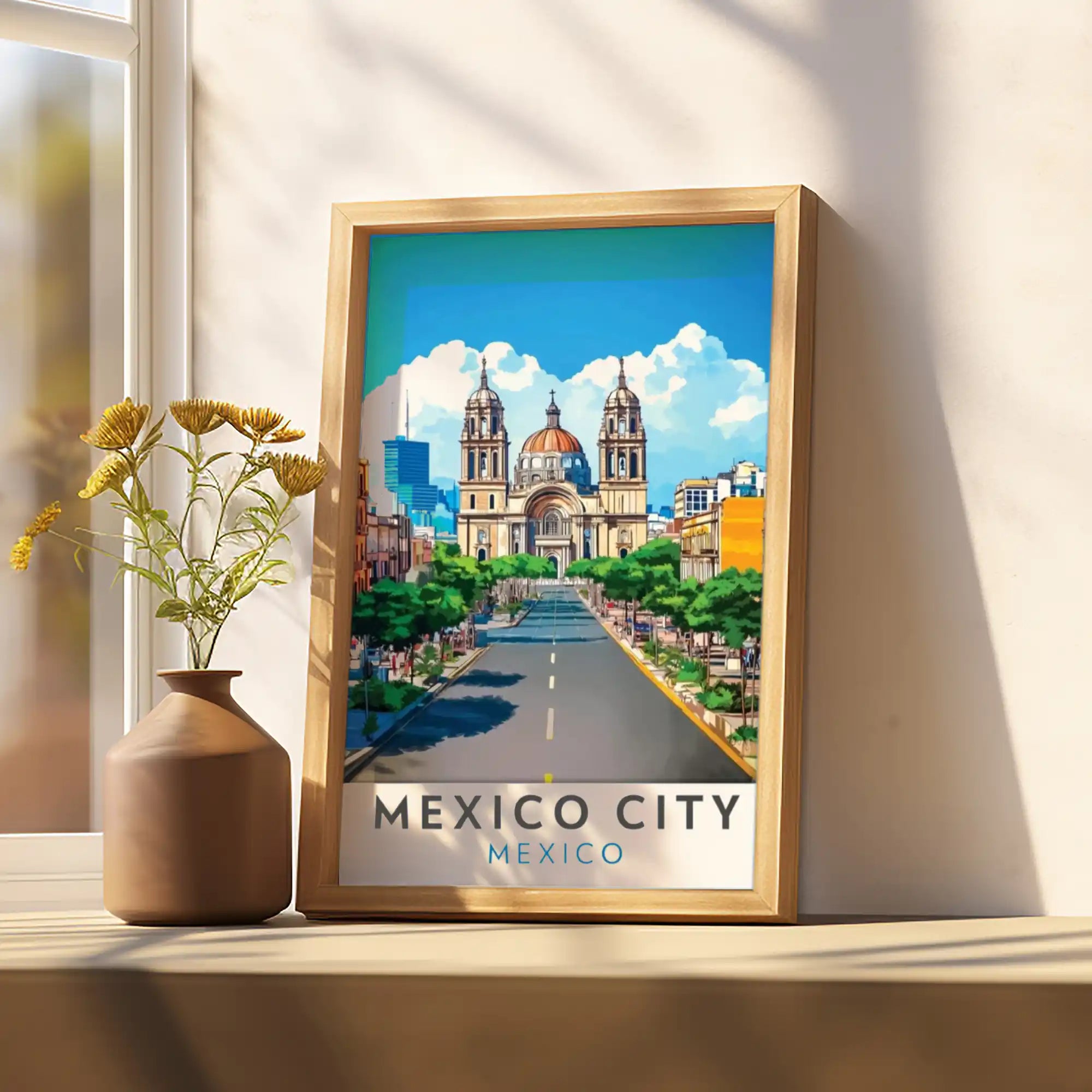 Mexico Travel Poster - Vibrant Culture and Iconic Landmarks Wall Art