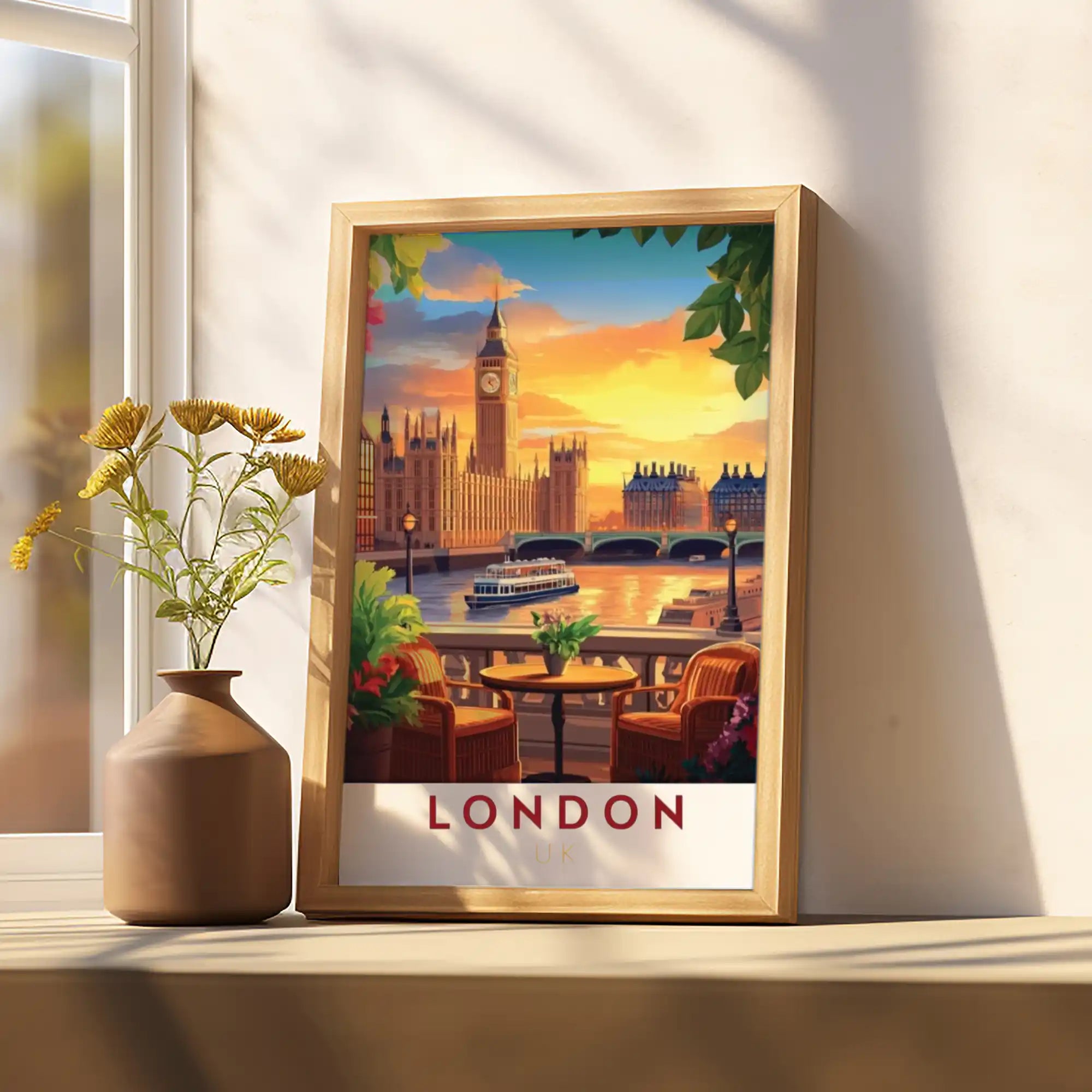 London Travel Poster - Iconic Landmarks and Timeless Elegance Wall Art