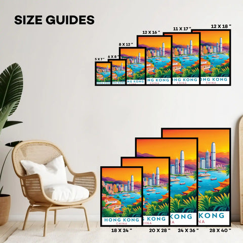 Hong Kong Travel Poster - Urban Skyline and Vibrant City Life Wall Art